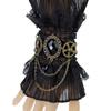 Gothic Steampunk Ruffled Lace Wrist Cuffs Fake Sleeve Crystals Gear Fingerless Gloves Halloween Arm Warmer Bracelet