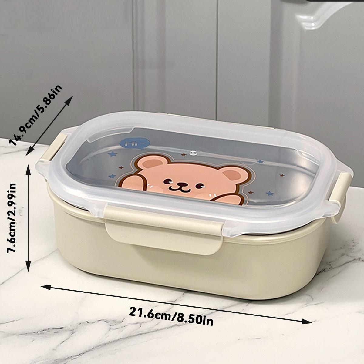 

Large Capacity Portable Food Container Cartoon Leak-proof 304 Stainless Steel Lunch Box For Kids Students School Microwave Safe бежевый