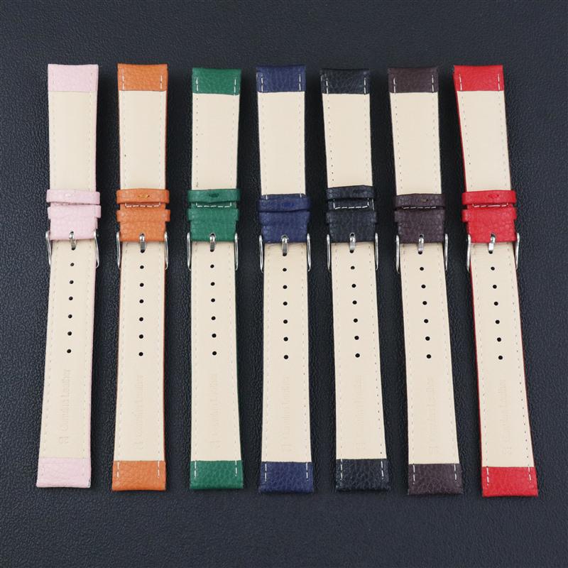 Colorful Genuine Leather Watch Strap - Soft, Waterproof & Durable with Pin Buckle, Available In 10~22mm Sizes