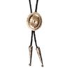 Men Women Vintage Bolo Tie Metal Flower Jewelry Cowboy Braided Rope Necktie Western Necklace with Feathered Pendant