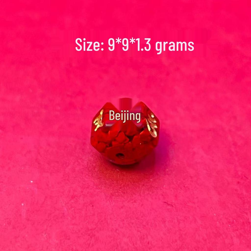 Original Gold-Plated Cinnabar Turtle Shell Fu Plaque and Gourd Pouch Accessories