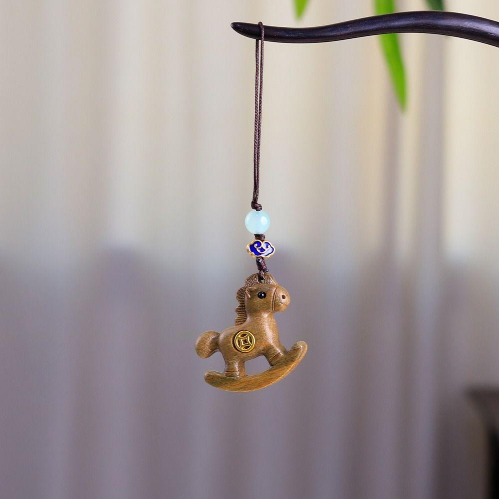 Traditional Horse Keychain Wooden Horse Pendant Backpack Ornaments Car Keychain  Bag Decoration