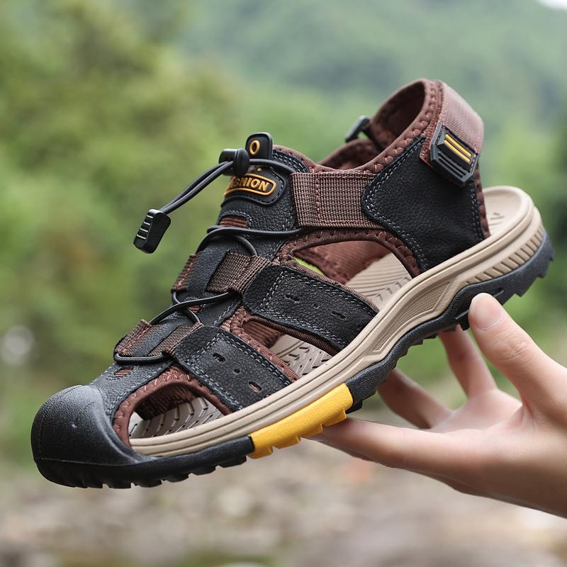 Letní pánské sandály pravá kůže pánská obuv pro volný čas Outdoor muži kožené sandály pro muže plážová obuv pánská římská obuv