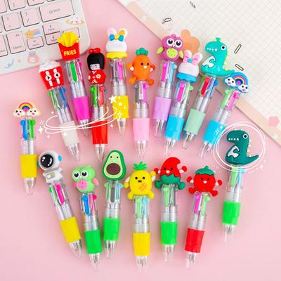 2Pcs Retractable Ballpoint Pen 4-Color Cartoon Mini Oil-Based Pens for Students Smooth Writing Fun School Supplies Classroom Prize for Kids.