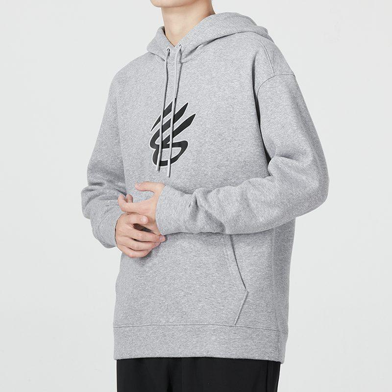 Under Armour Curry Geometric Pattern Print Athleisure Hooded Fleece Lined Long Sleeved Sweatshirt Men's Gray 1374298-011