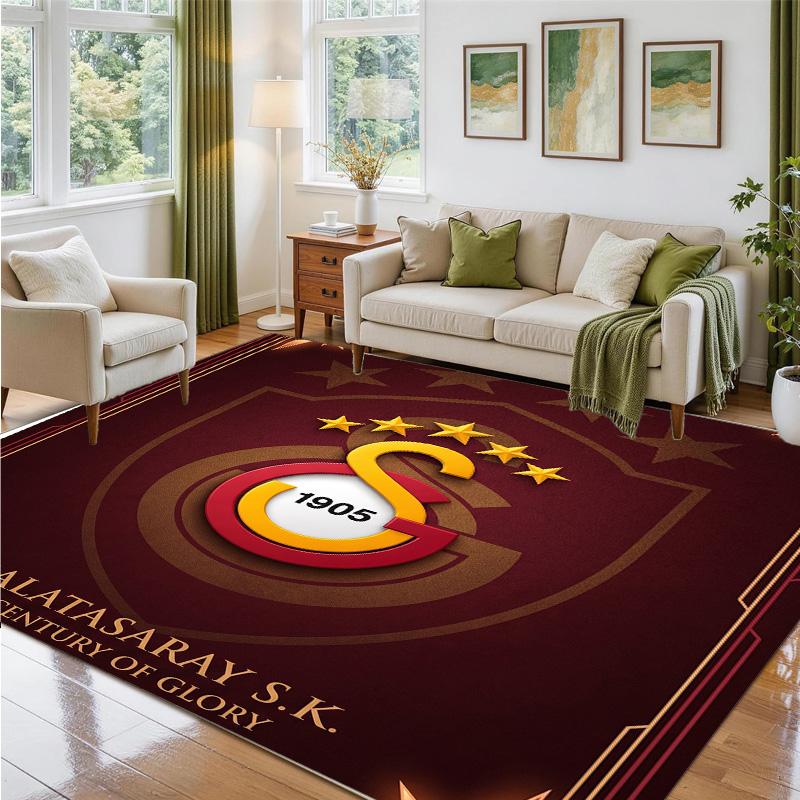 Galatasaray FC Design Crystal Velvet Rug Soft Decorative Mat for Bedroom Entrance