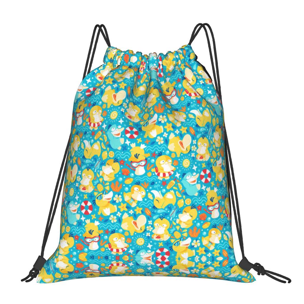 Custom P-Psyducks Drawstring Backpack Women Men Gym Sport Sackpack Portable Manga Shopping Bag Sack
