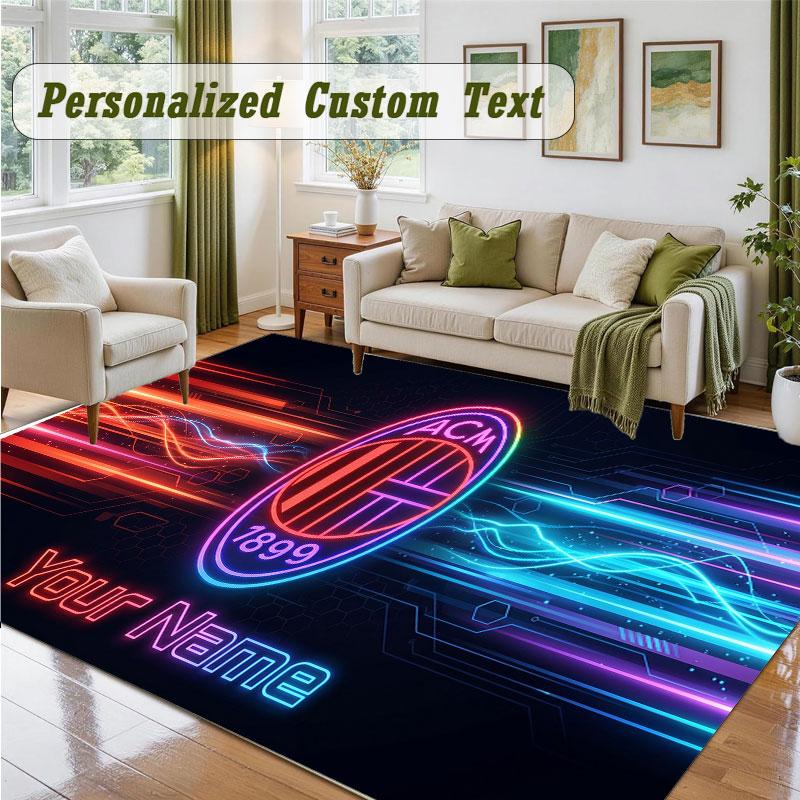 Crystal Velvet Square Rug Custom NameAC Milan Pattern Non Slip Home Floor Decor Rug