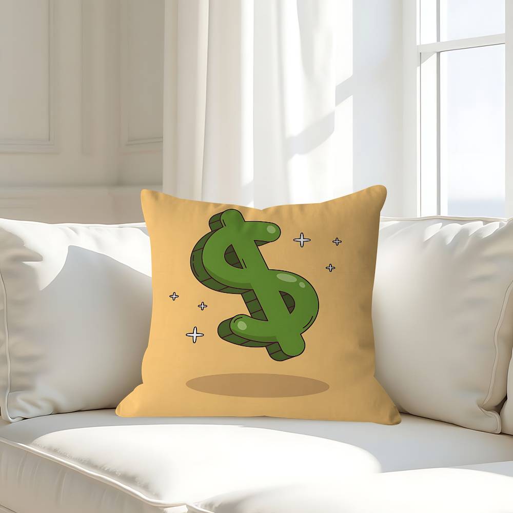 

Мультяшная наволочка с валютой, съемная, моющаяся, чехол для подушки – всесезонный мягкий лен 16x16Inch