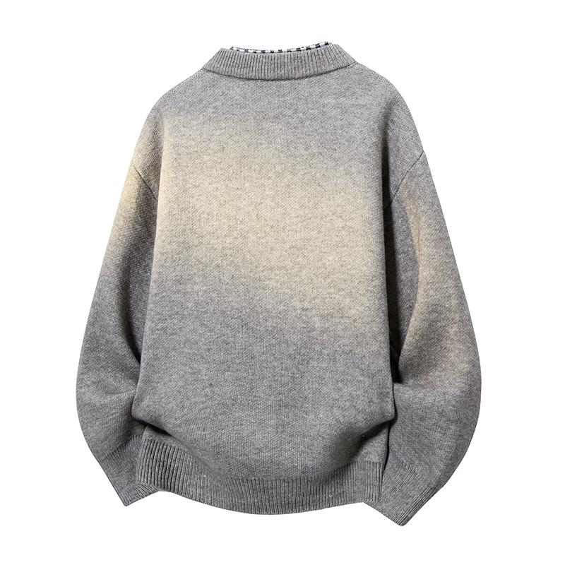 Loose Stand-up Collar Fake Two-piece Sweater Men's Sweater Men's Cardigan Men's Coat Men's Sweater