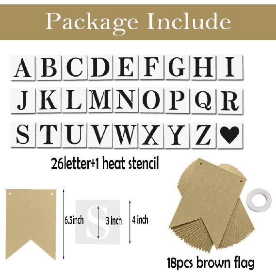 DIY Brown Banner Set, Personalized Banner Party Decorations Supplies  Signs, Handwriting Banners Include 26 Letters Stencil