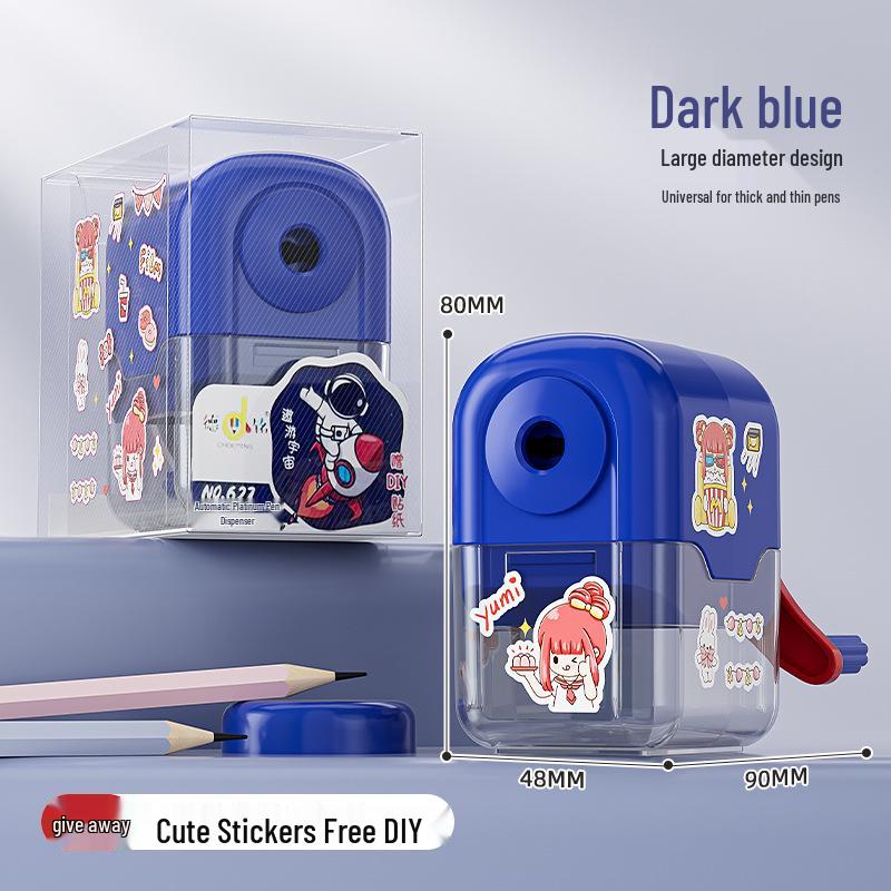 Cute Cartoon Manual Pencil Sharpener with DIY Stickers for Middle School Students