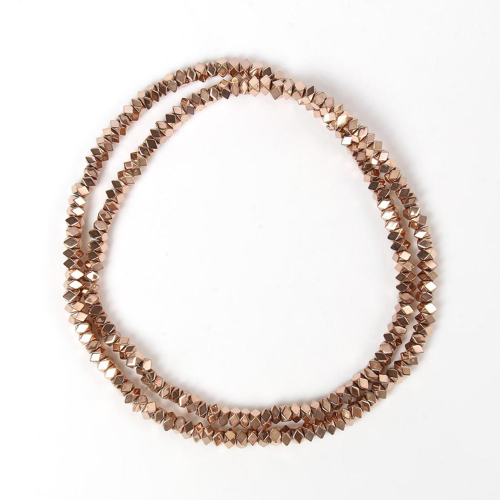 Handgefertigte Bastelfarbe, rosévergoldete Hämatitperlen, natürliche Rondelle-Perlen für Schmuckherstellung, DIY-Charms, Armband-Zubehör, 38,1 cm