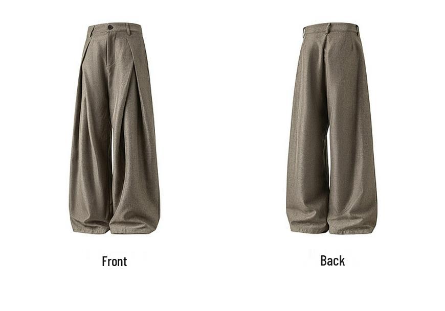 Pantalon décontracté plissé 3D style A-line Old Money pour homme – Pantalon de ville polyvalent haut de gamme pour le printemps et l'automne.