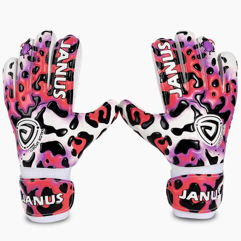 New Style Kids Finger Protection Soccer Gloves Professional Children Leopard Soccer Football Goalkeeper