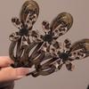 High-End French Retro Leopard Print Hair Clip: Versatile Flower Headpiece for Updo Styles