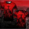 Fashion Casual Short-sleeve T-shirt with Brazil Jesus Statue Print On Front and Back for Daily Travel Wear