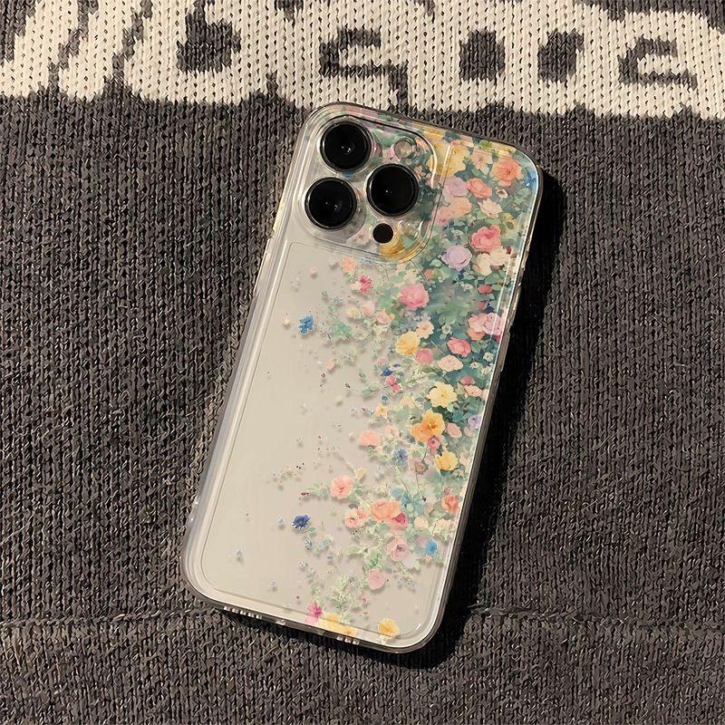 Transparent Mobile Phone Case 15 for IPhone16 Full Screen Floral Protective Cover 13 for Apple 11 Space Soft Shell 12 Anti-fall