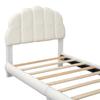 Children's Bed Upholstered Bed 90x200cm, Single Bed Frame Slatted Frame, Semicircular Headboard, Upholstered, Youth Bed Girl, Without Mattress