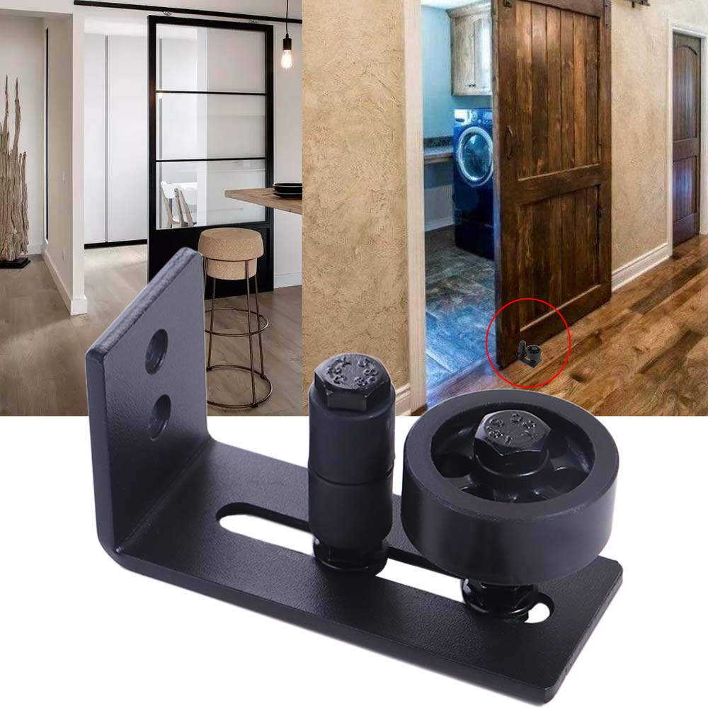 Black Finish Barn Door Floor Guide Carbon Steel Sliding Door Hardware Stay Roller American Style