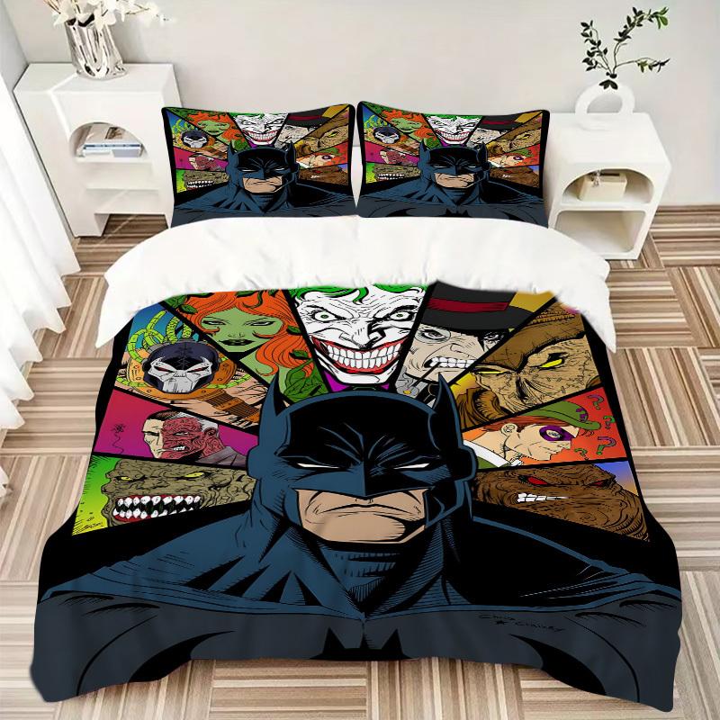 3pcs Batman Villains Bedding Set, Duvet Cover and Pillowcases Machine Washable Seasons all suitable, Design for Bedroom (No Filling)304