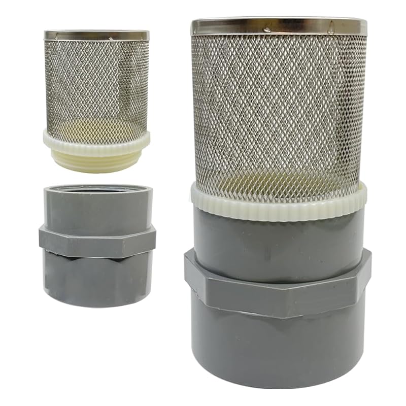 1 inch Stainless Steel Filter Cover Connected to 1 inch/DN25 Grey PVC Filter Water Pipe, Vent Cap Suction Strainers Used to Remove Debris and Reduce