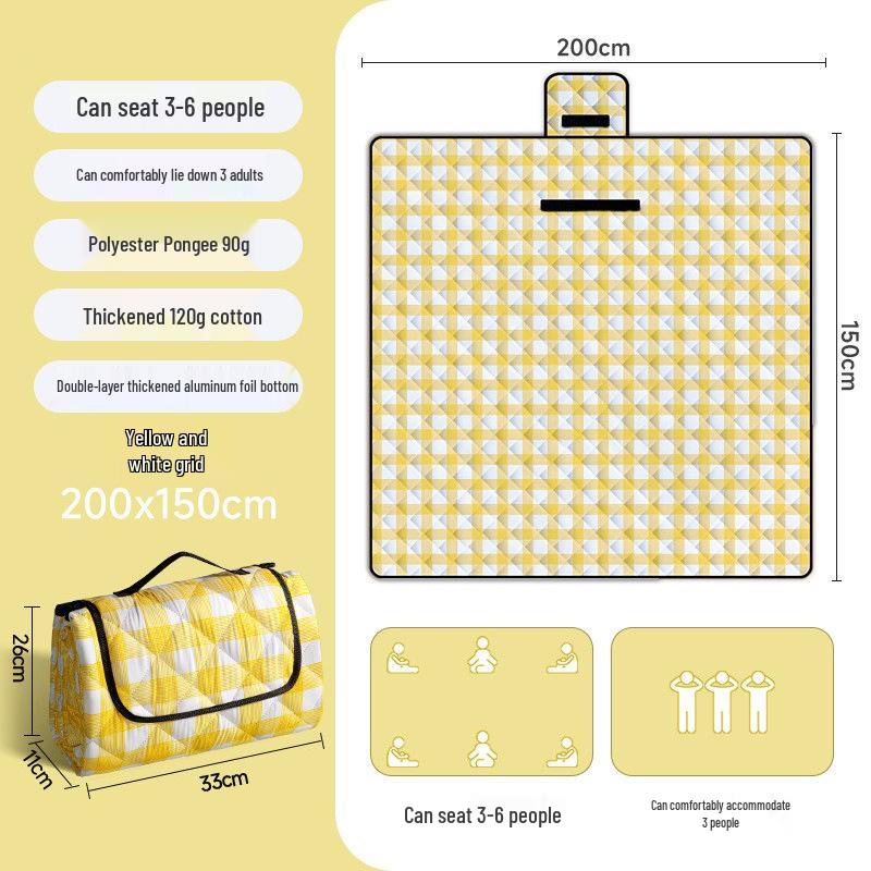 Waterproof Aluminum Foil Picnic Mat: Thick, Moisture-Proof, Foldable, Portable, Ideal for Camping and Outdoors