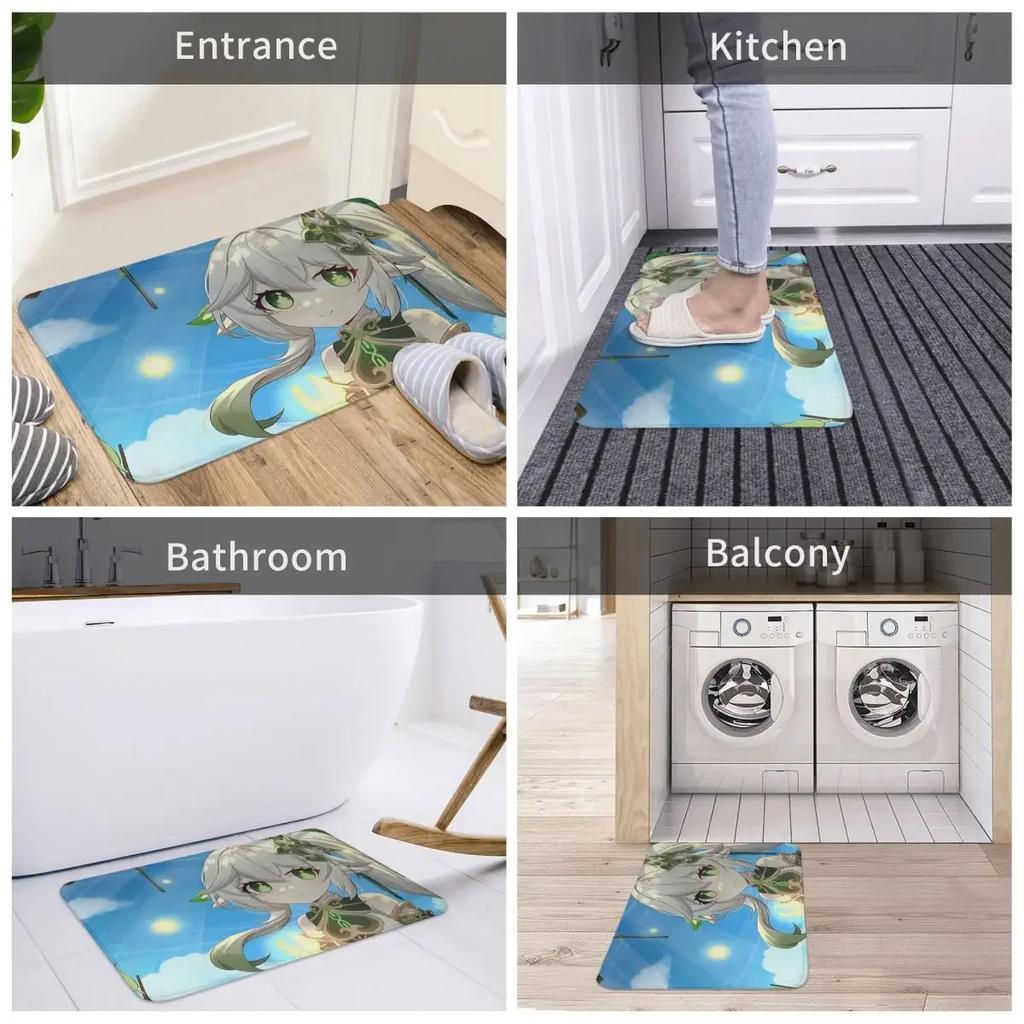 Genshin Impact Nahida Game Lesser Lord Kusanali Bath Mat Cute Rug Home Doormat Living Room Carpet Entrance Door
