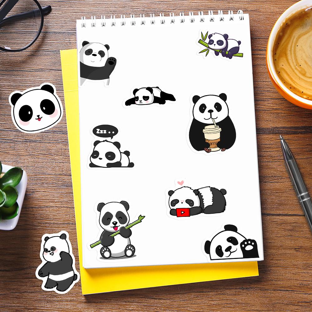Cute Cartoon Panda Stickers Black White Diy Kids Toy Gift Decorative Decal For Phone Laptop Bottles Scrapbook Luggage Waterproof
