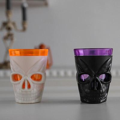 LED Skull Head Glowing Wine Cup Halloween Skeleton Luminous Water Drink Cup Mug For Halloween Party Decoration Home Bar Supplies