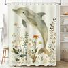 Rideau de douche élégant Dauphin Floral Tissu Imperméable Décor de Bain pour Décoration de la Maison