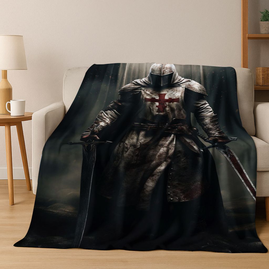 Templar Blood Knight Honor Holy Crusader Cartoon Flannel Blanket,Cozy Soft Throw Blanket for Home Bedroom Bed Sofa Cover Gift
