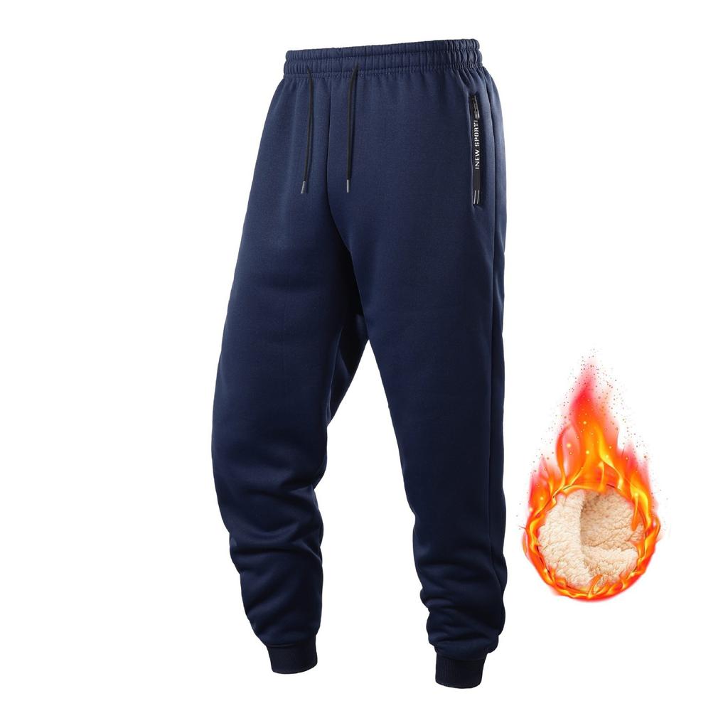 Men's Solid-color Casual Sportswear Skinny Pants, Men's Fleece Warm Drawstring Loose Sweatpants