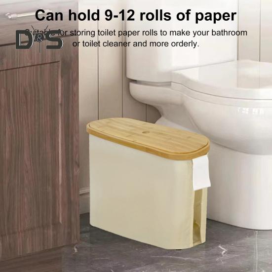Toilet Paper Storage Basket Organizer with Lid Dustproof Large Capacity Bathroom Toilet Paper Storage Organizer Free Standing Holder