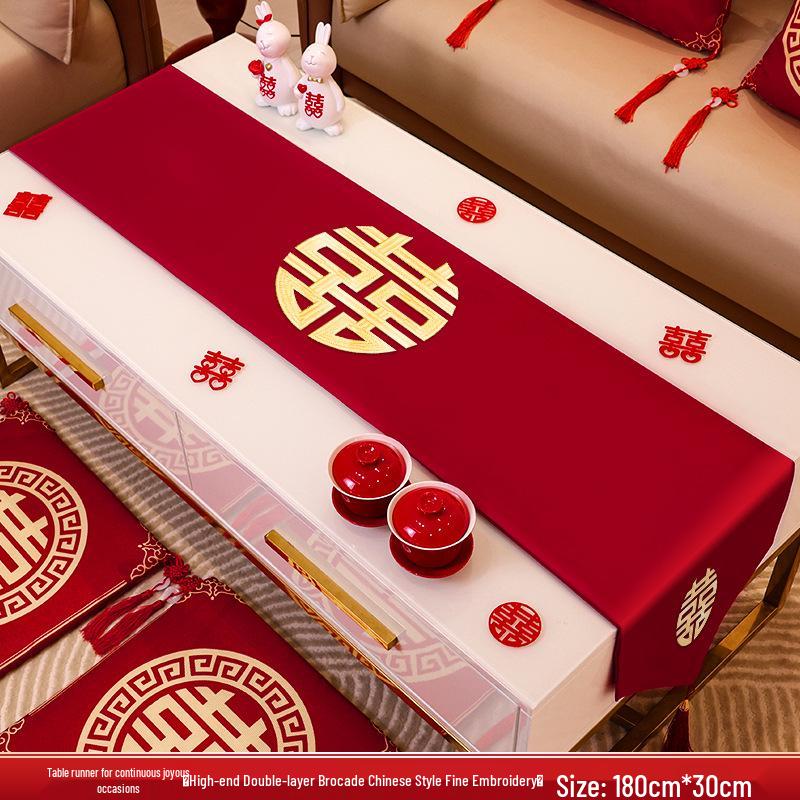 Red Wedding Table Runner and Tablecloth - Bridal Room & Engagement Decorations