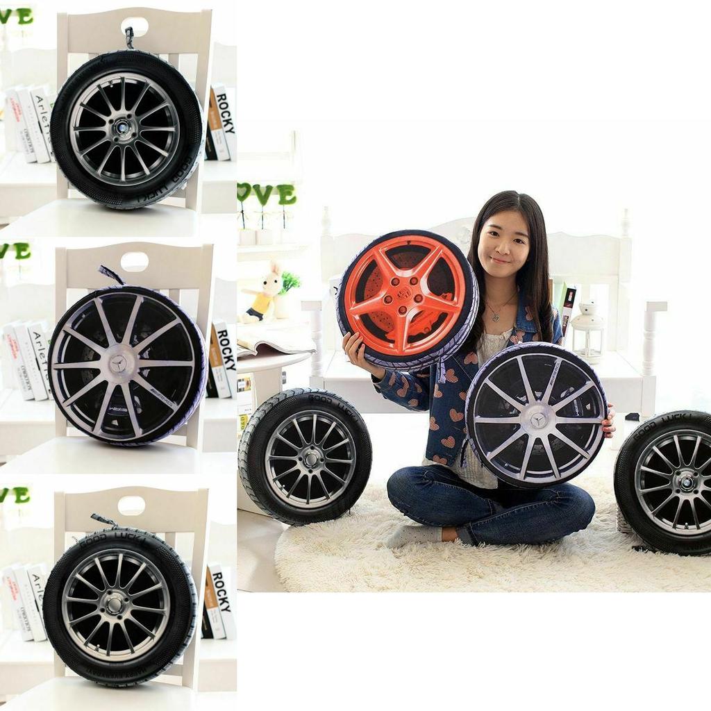 Adorable 3d Print Pillow Car Wheel Tire Plush Cushion For Car And Home Decor