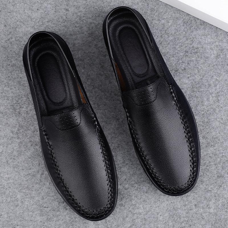 Fashion Genuine Leather Men Casual Shoes Luxury Brand Formal Man Loafers Moccasins Breathable Slip On Flats Handmade Boat Shoes