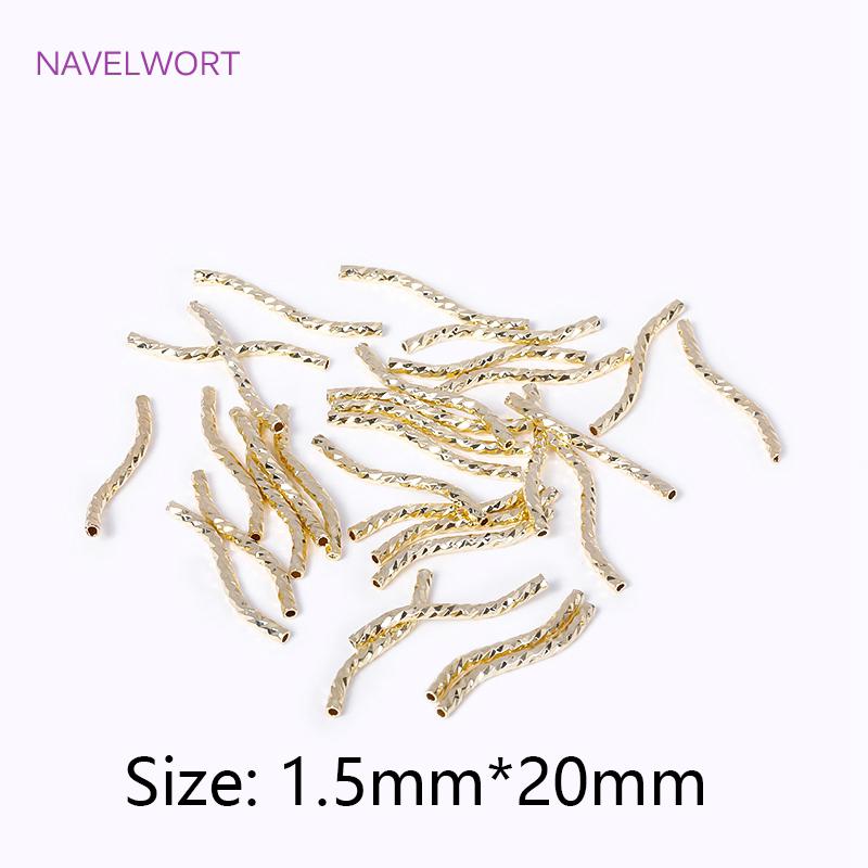 18K Gold Plated Brass S Shape Curved Tube Metal Twisted Tube Beads Connector DIY Necklace Jewelry Making Accessories Wholesale