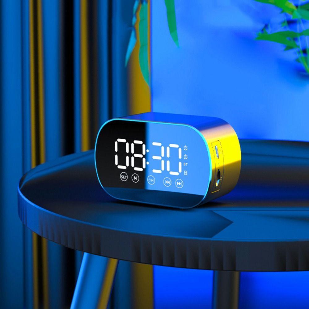 Rechargeable Bluetooth Speaker HD Mirror Display Music Player Dual Alarm Alarm Clock  Office