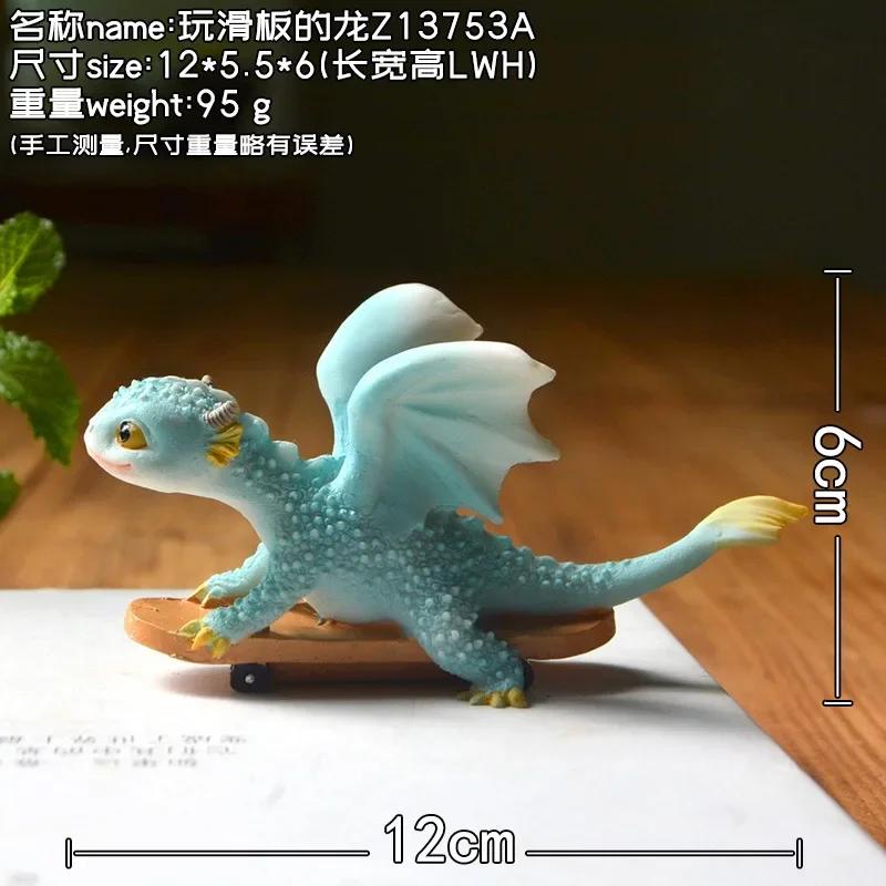 Resin Simulation Magic Animal Dragon Dinosaur Miniature Fairy Garden Terrarium Bonsai Decor Dragon Figurine