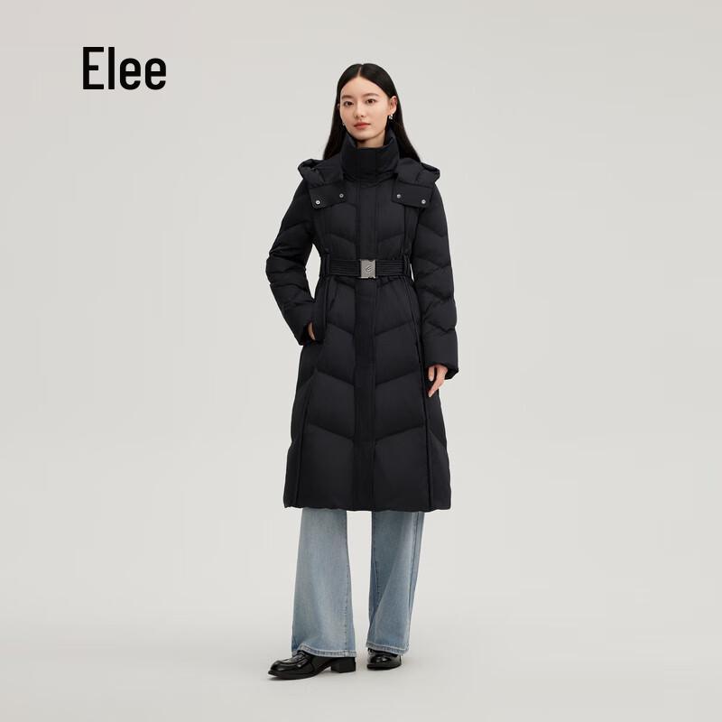 Ailolaiyi Women's Elegant Cinch-Waist Long Down Coat