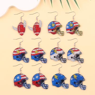 Mega World Cup Element Earrings Color-Block Rugby Helmet Acrylic Creative Earrings for Women