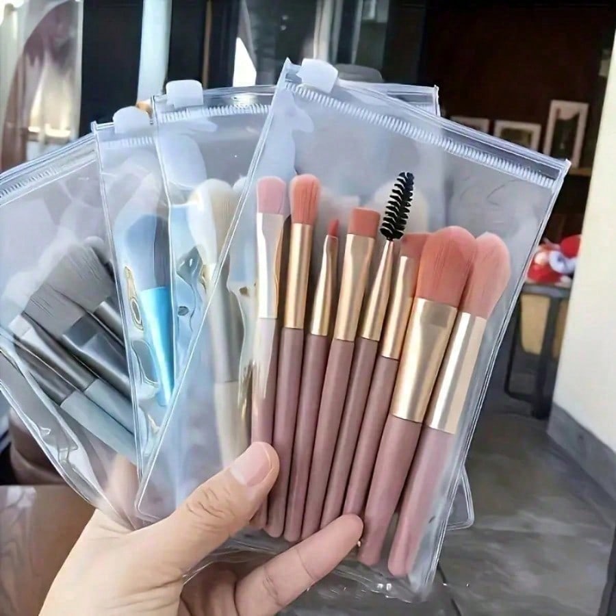 

2026 Latest Makeup Brushes, 8pcs Portable Makeup Brush Set - Mini Beauty Tools with Soft Nylon Bristles, Macaron Colors, Include рожевий