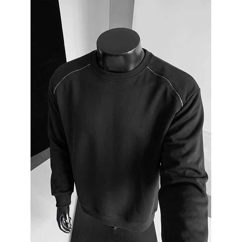Basic Crew Neck Sweatshirt Solid Color Loose Fit Casual Pullover Men Women