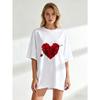 Oversized T Shirt Black Rose Heart With Arrow Print Casual Wear For Women