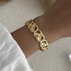 Stainless Steel Exaggerated Wide Cuff Bangle for Women Gold Color Flower Butterfly Leaves Sun Geometric Bracelet Party Jewelry