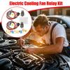 Automotive Electric Fan Relay Kit Double Electric Fan Wiring Kit 12V40A Waterproof Accessories With Temperature Sensor For Rainy