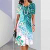 Summer Elegant and Beautiful Short-sleeved Dress Women Harajuku Blouse Holiday Clothing Fashion Loose Round Neck Ladies Dress