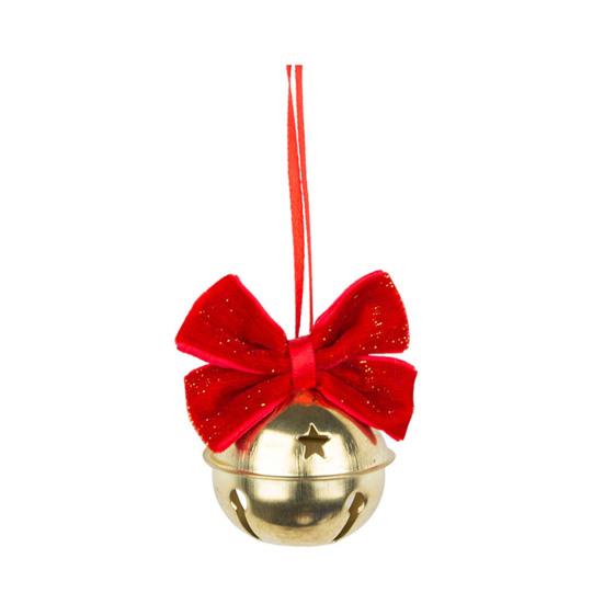 1/4Pcs Christmas Bell Decorations Red Velvet Bowknot Decor Bell with Star Hollow Design Festive Atmosphere Outdoor Decoration