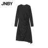 Women's 2025 Winter Round Neck Irregular Hem Midi Dress